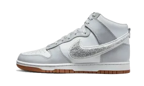Dunk High Retro Chenille Swoosh White Grey easy - clean running gear