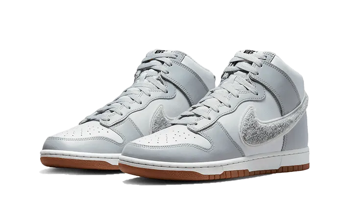 mid - top shoe variety Dunk High Retro Chenille Swoosh White Grey