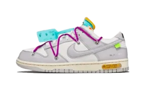 Dunk Low Off-White Lot 21 running in a city park shoes