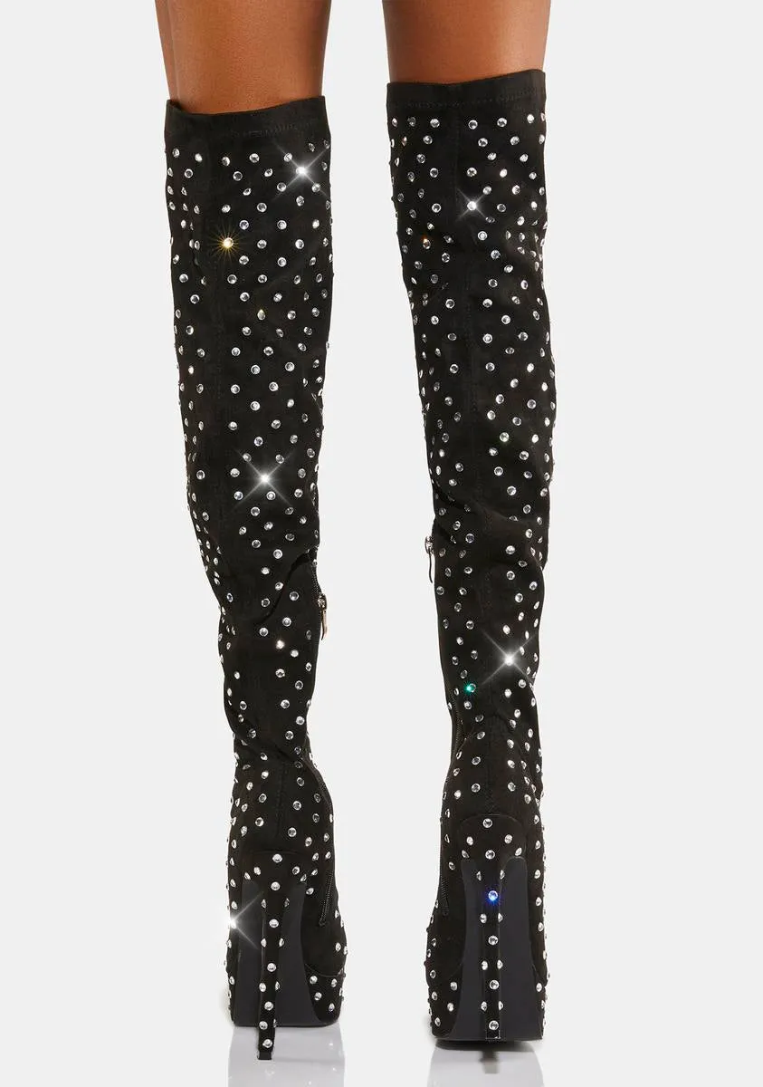Edward Rhinestone Thigh High Boots