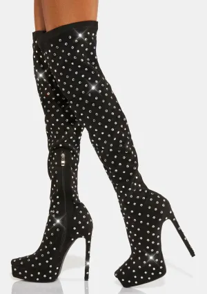 Edward Rhinestone Thigh High Boots
