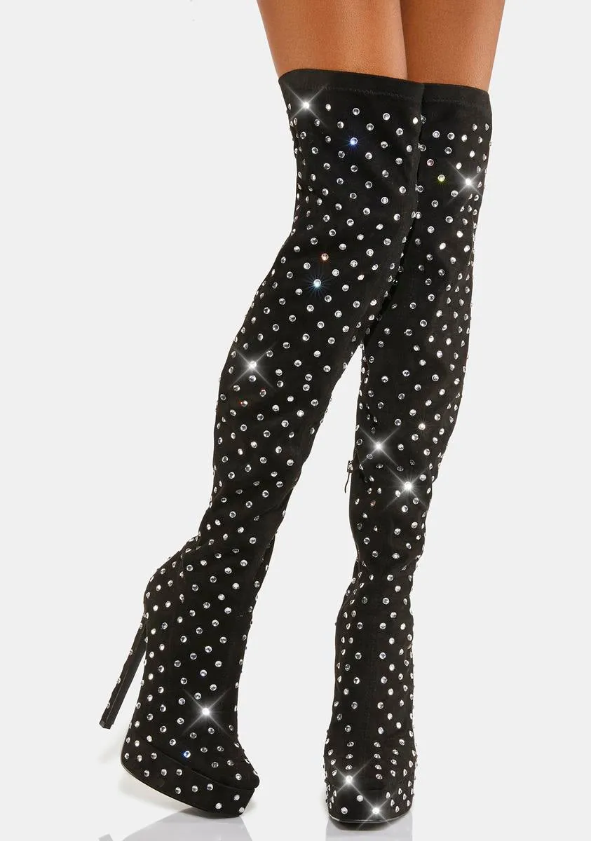 Edward Rhinestone Thigh High Boots