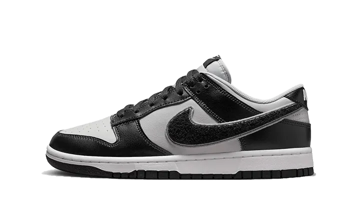 Fabric Upper for long - distance Dunk Low Chenille Swoosh Grey Black