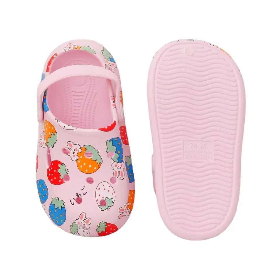 Enchanted Garden Bunny & Strawberry Clogs for Girls - Pink Paradise