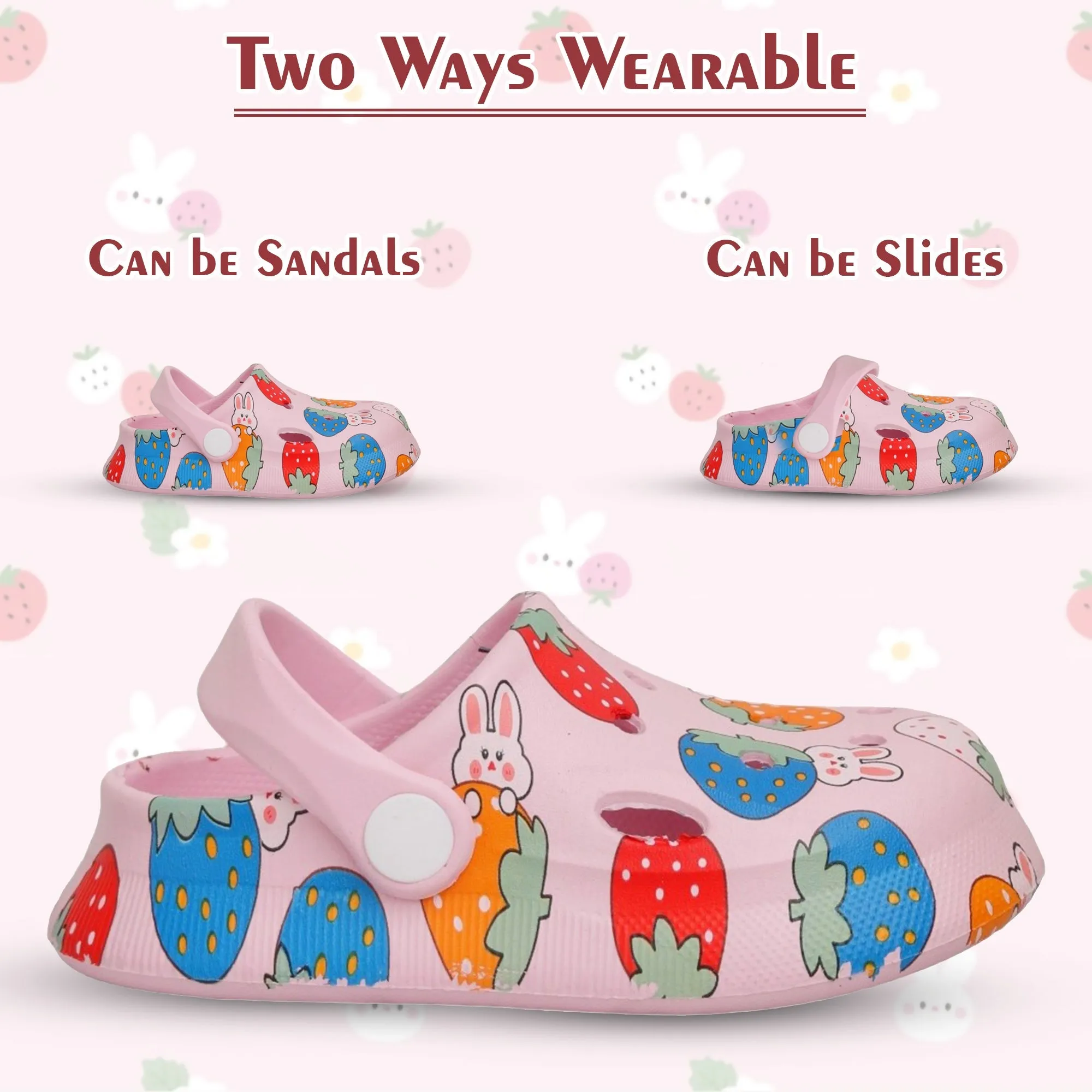 Enchanted Garden Bunny & Strawberry Clogs for Girls - Pink Paradise