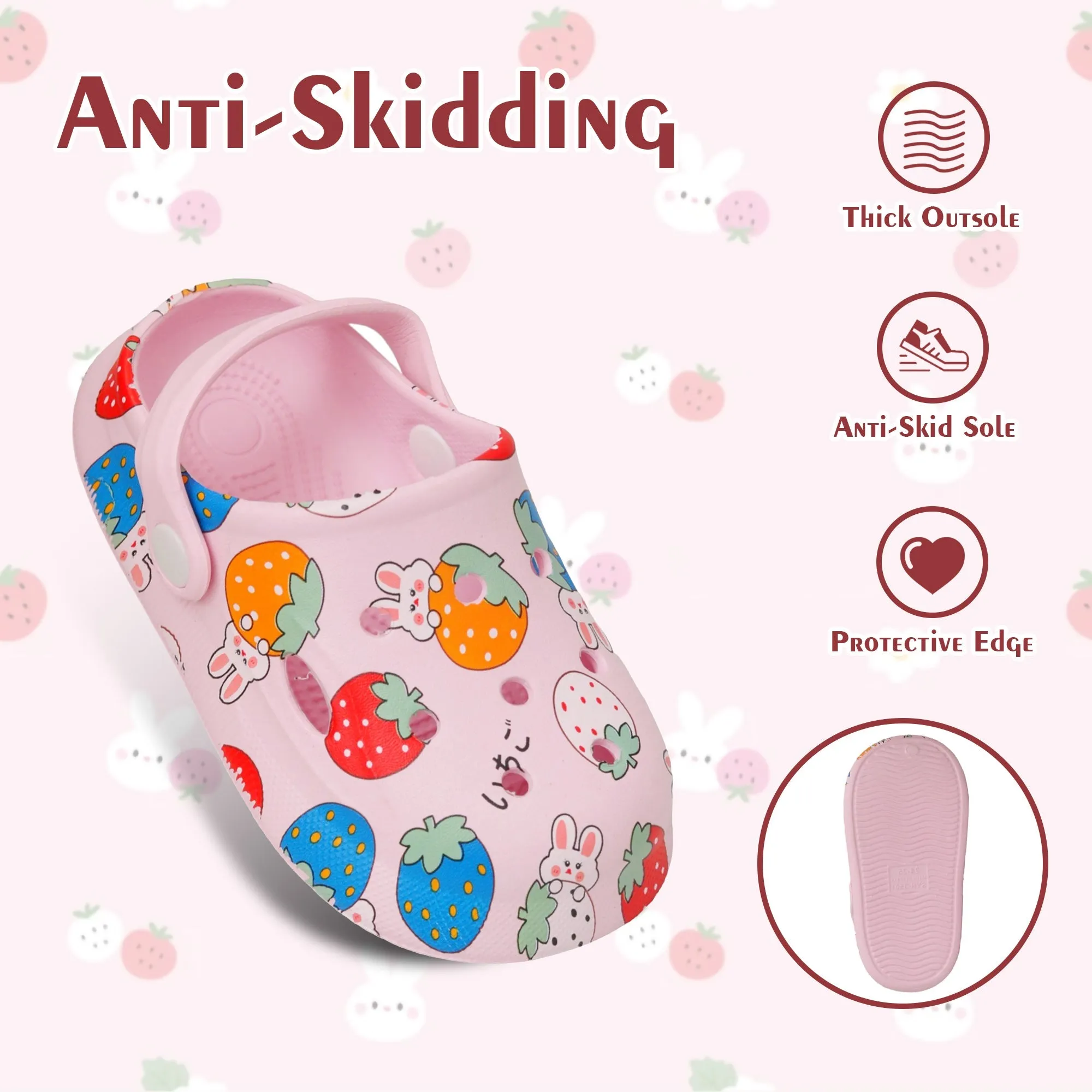 Enchanted Garden Bunny & Strawberry Clogs for Girls - Pink Paradise