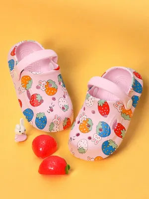 Enchanted Garden Bunny & Strawberry Clogs for Girls - Pink Paradise