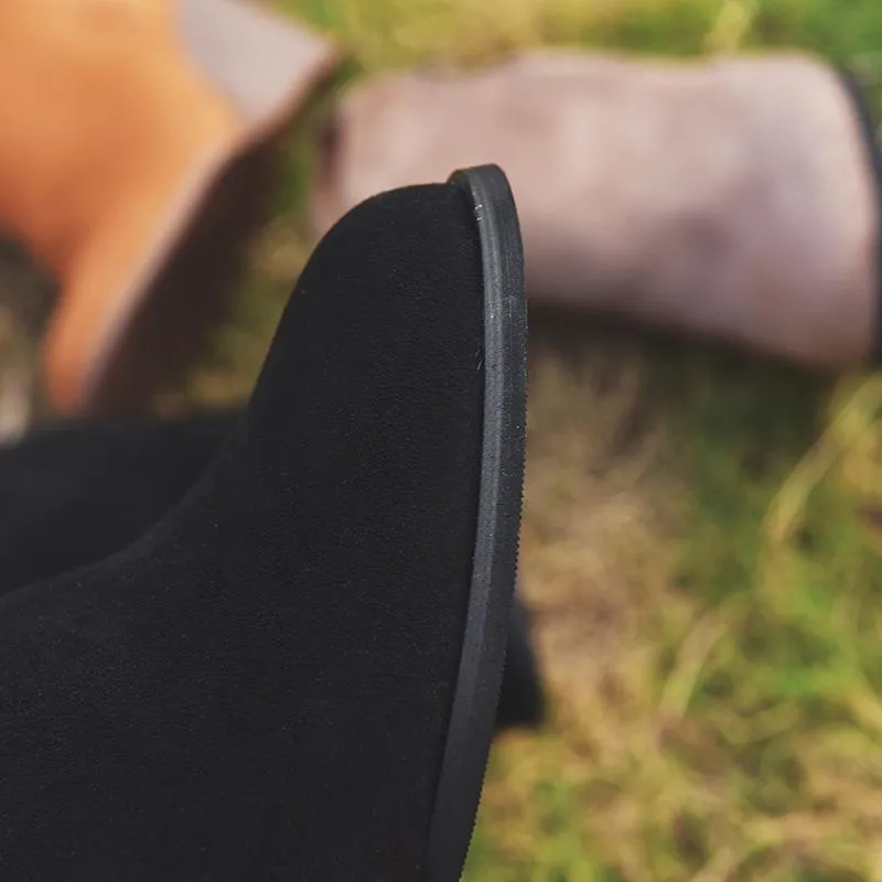 Fashion wedge boots side slit round toe ankle boots