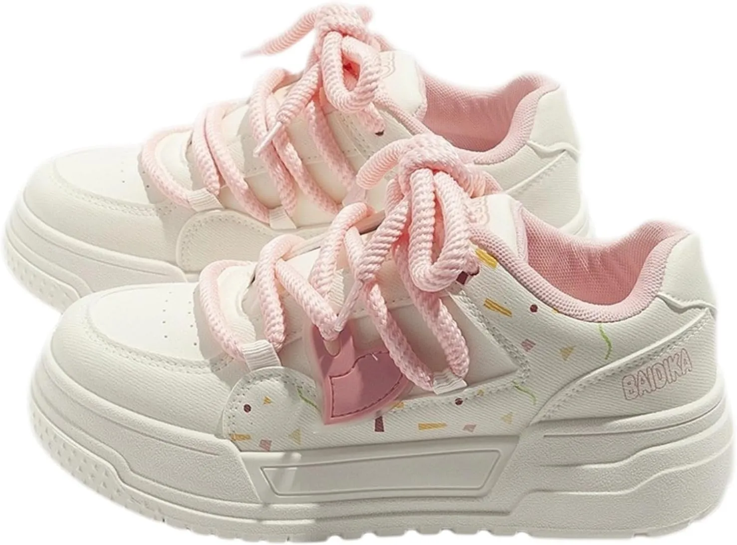 Fashionable Casual Low-Top Sneakers for Women Colorblock Thick Sole Sports Shoes