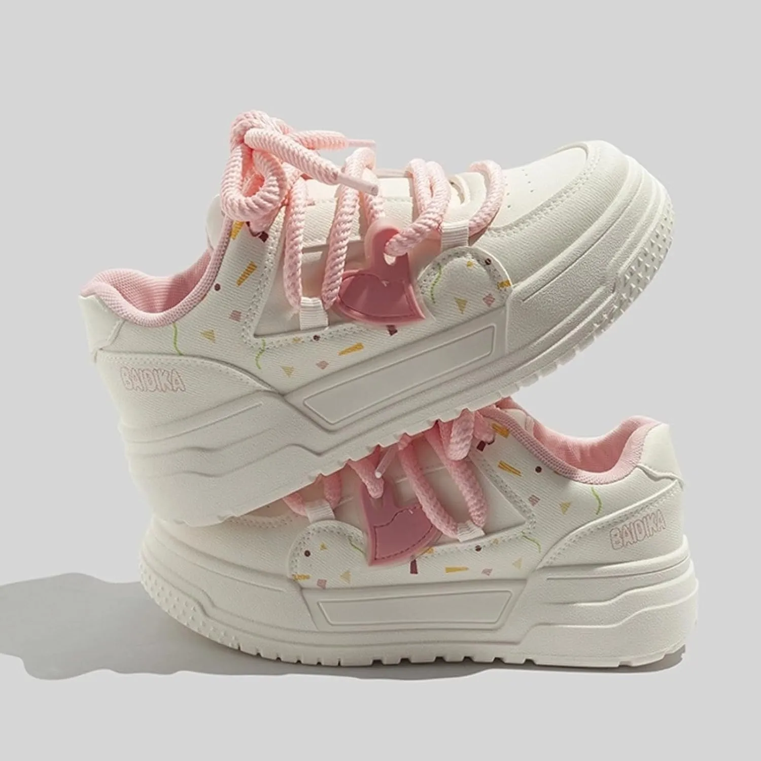 Fashionable Casual Low-Top Sneakers for Women Colorblock Thick Sole Sports Shoes