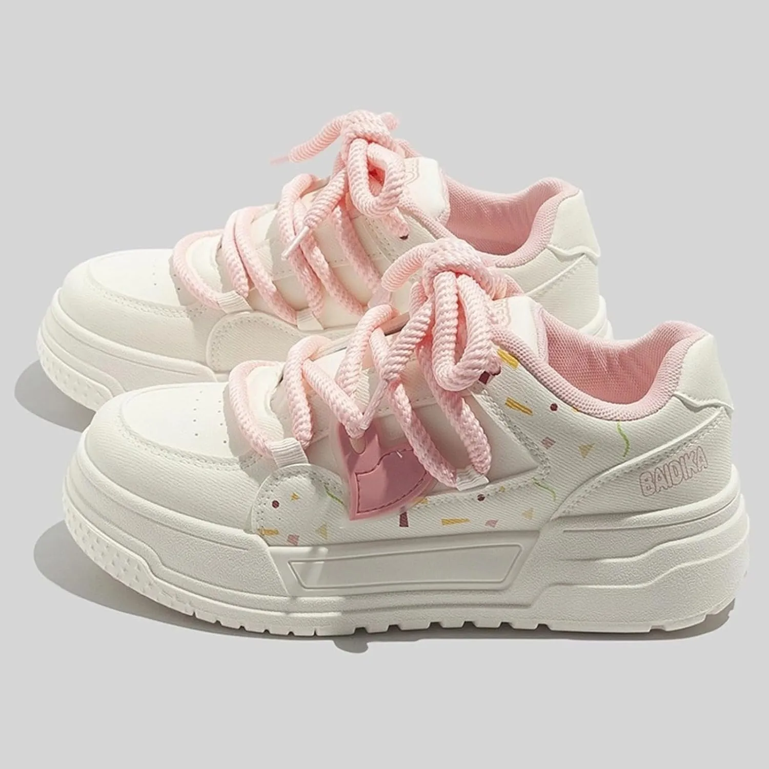 Fashionable Casual Low-Top Sneakers for Women Colorblock Thick Sole Sports Shoes