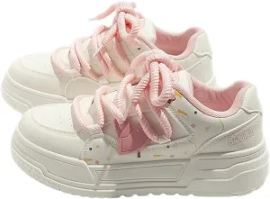 Fashionable Casual Low-Top Sneakers for Women Colorblock Thick Sole Sports Shoes