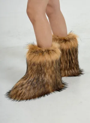 Faux Racoon Fur Mid-Calf Boots CO13