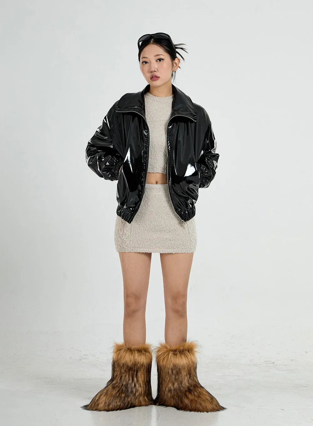 Faux Racoon Fur Mid-Calf Boots CO13