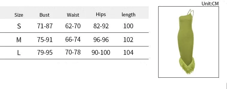 Feather Trim One Shoulder Bodycon Dress