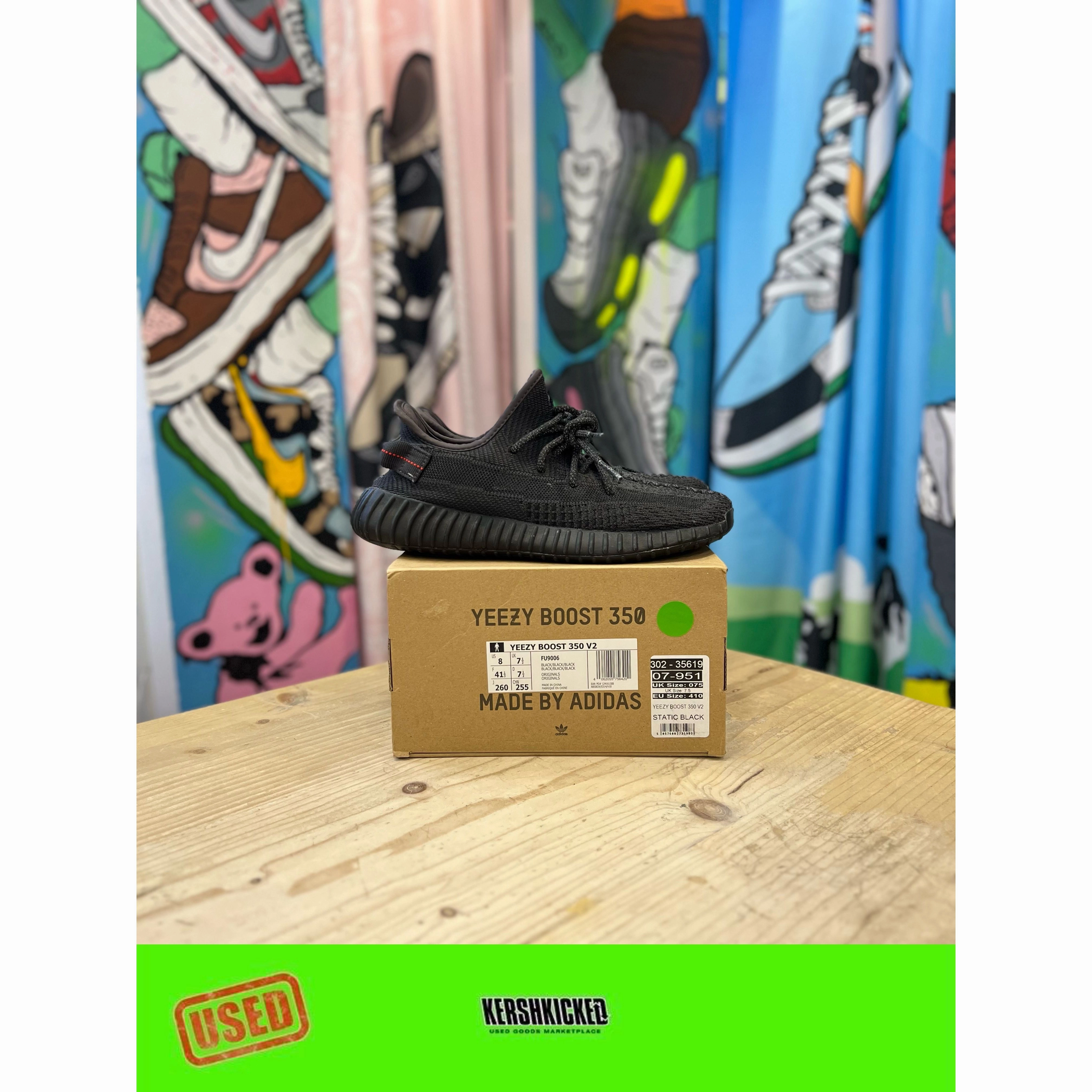 Yeezy 350 Static Black UK 7.5 Breathable   lining