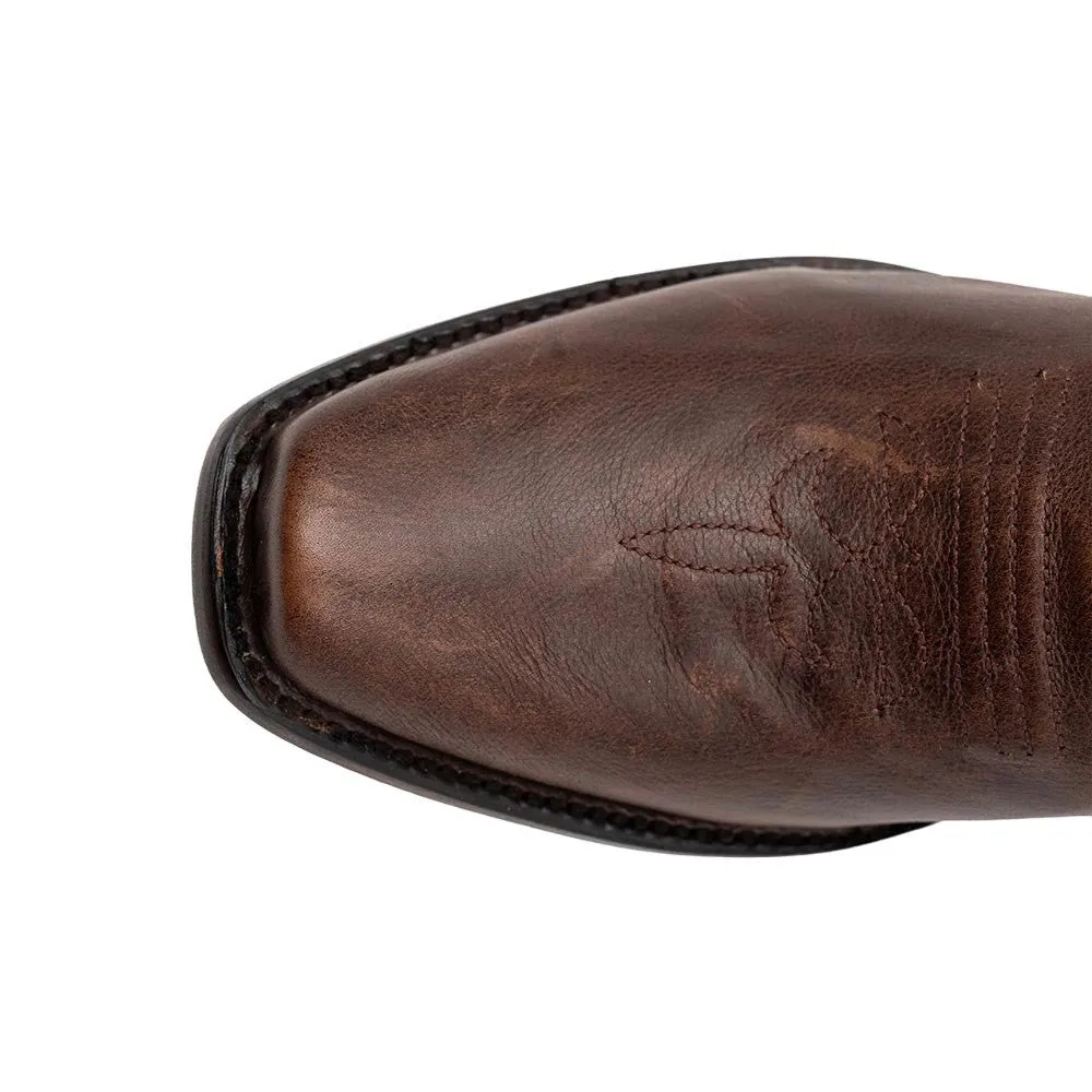 Ferrini Wyatt Chocolate Full Grain Narrow Square Toe Leather Cowboy Boots