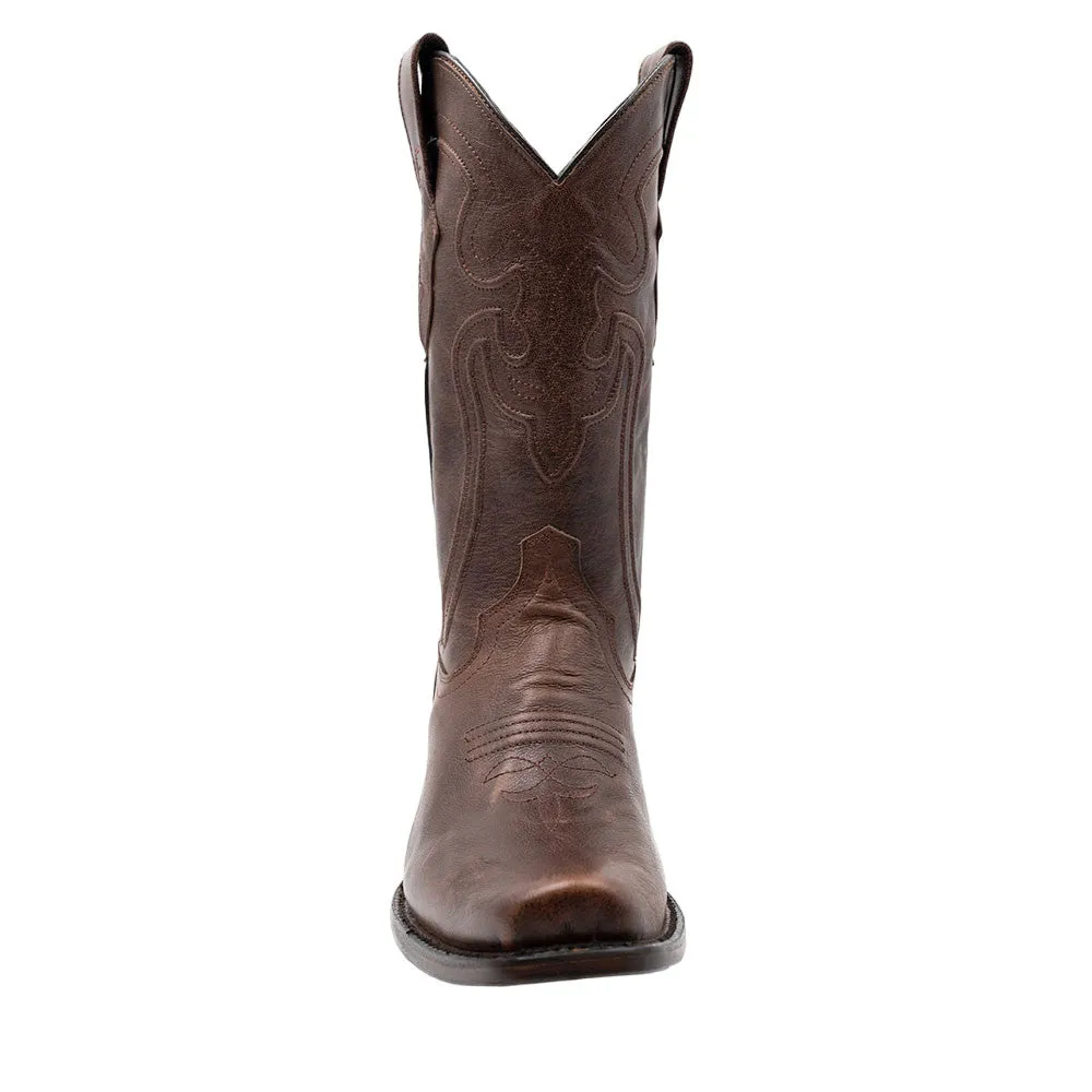Ferrini Wyatt Chocolate Full Grain Narrow Square Toe Leather Cowboy Boots