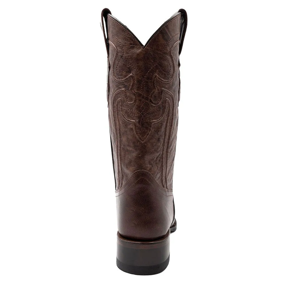 Ferrini Wyatt Chocolate Full Grain Narrow Square Toe Leather Cowboy Boots