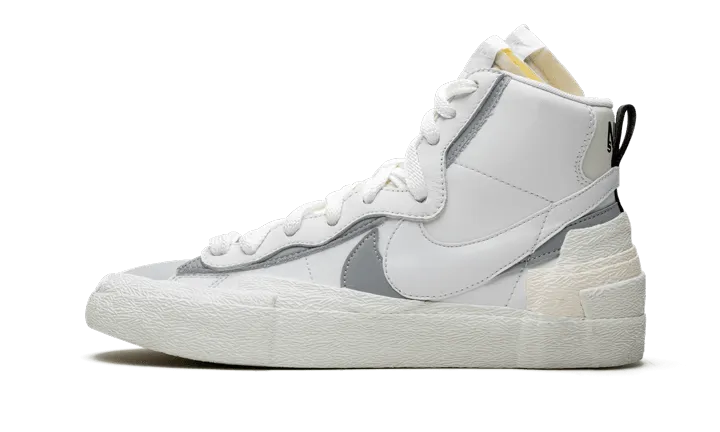 Blazer Mid Sacai White Grey post - run stretch Mesh