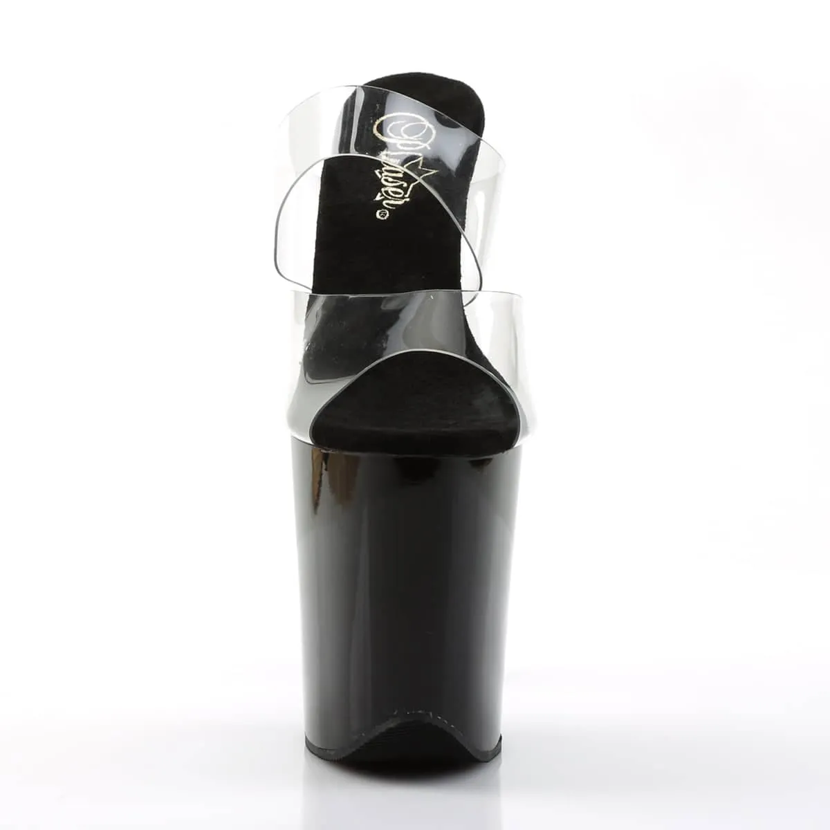 FLAMINGO-802 Black & Clear Slide High Heel