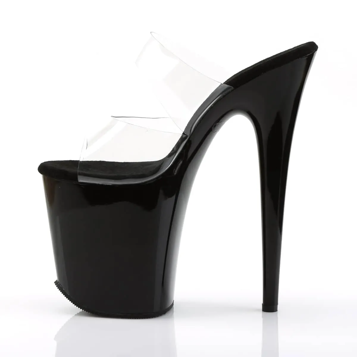 FLAMINGO-802 Black & Clear Slide High Heel