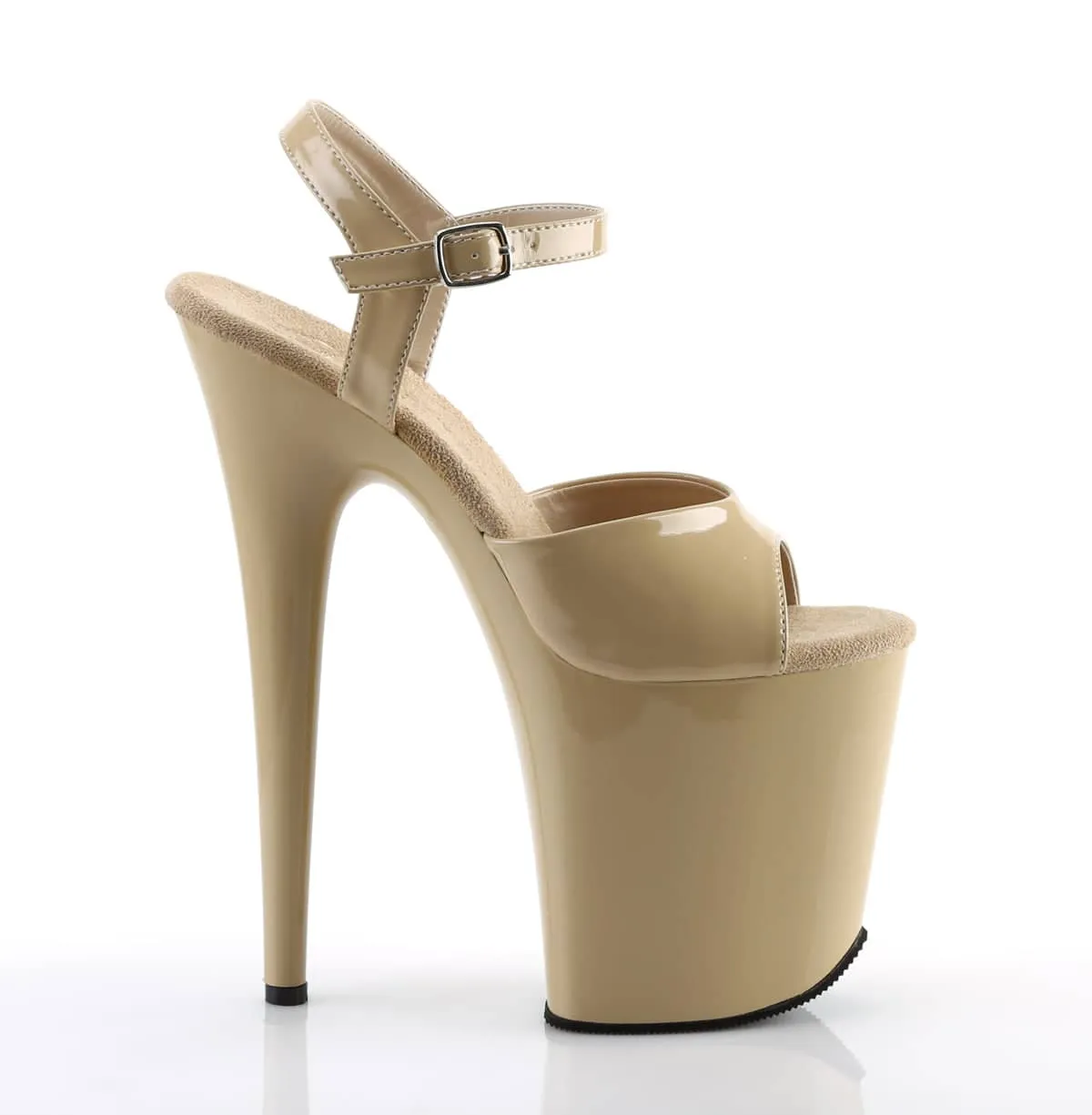 FLAMINGO-809 Nude Ankle Peep Toe High Heel