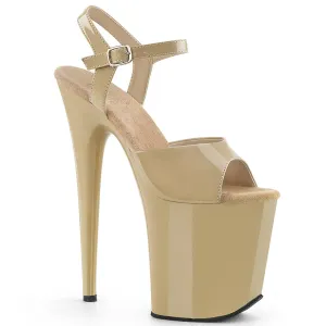 FLAMINGO-809 Nude Ankle Peep Toe High Heel