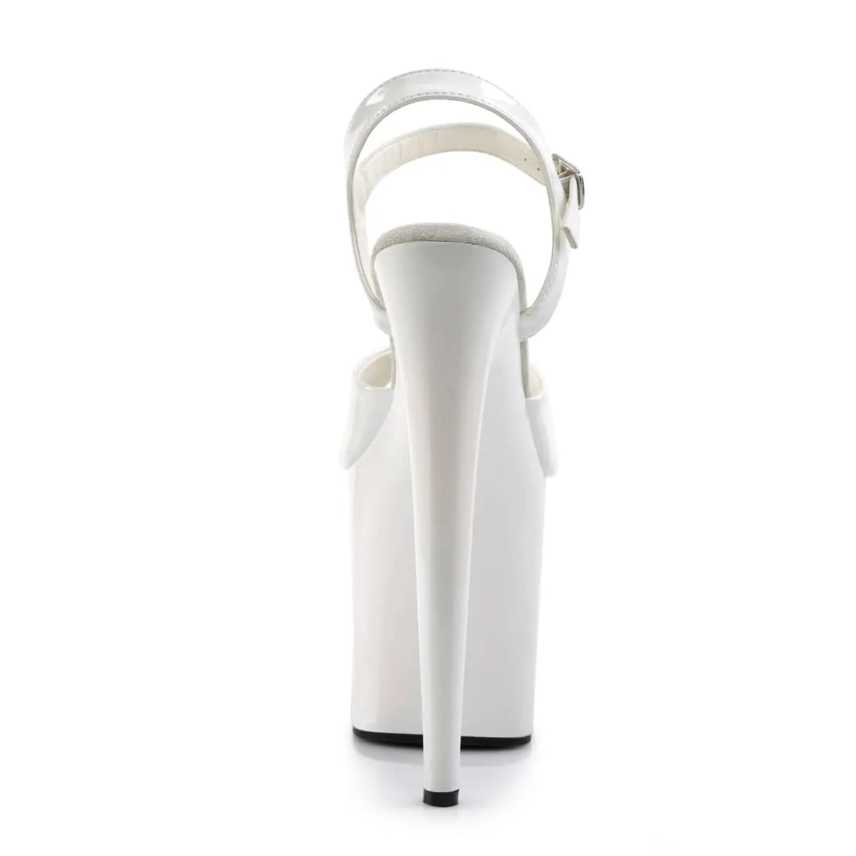 FLAMINGO-809 White Ankle Peep Toe High Heel
