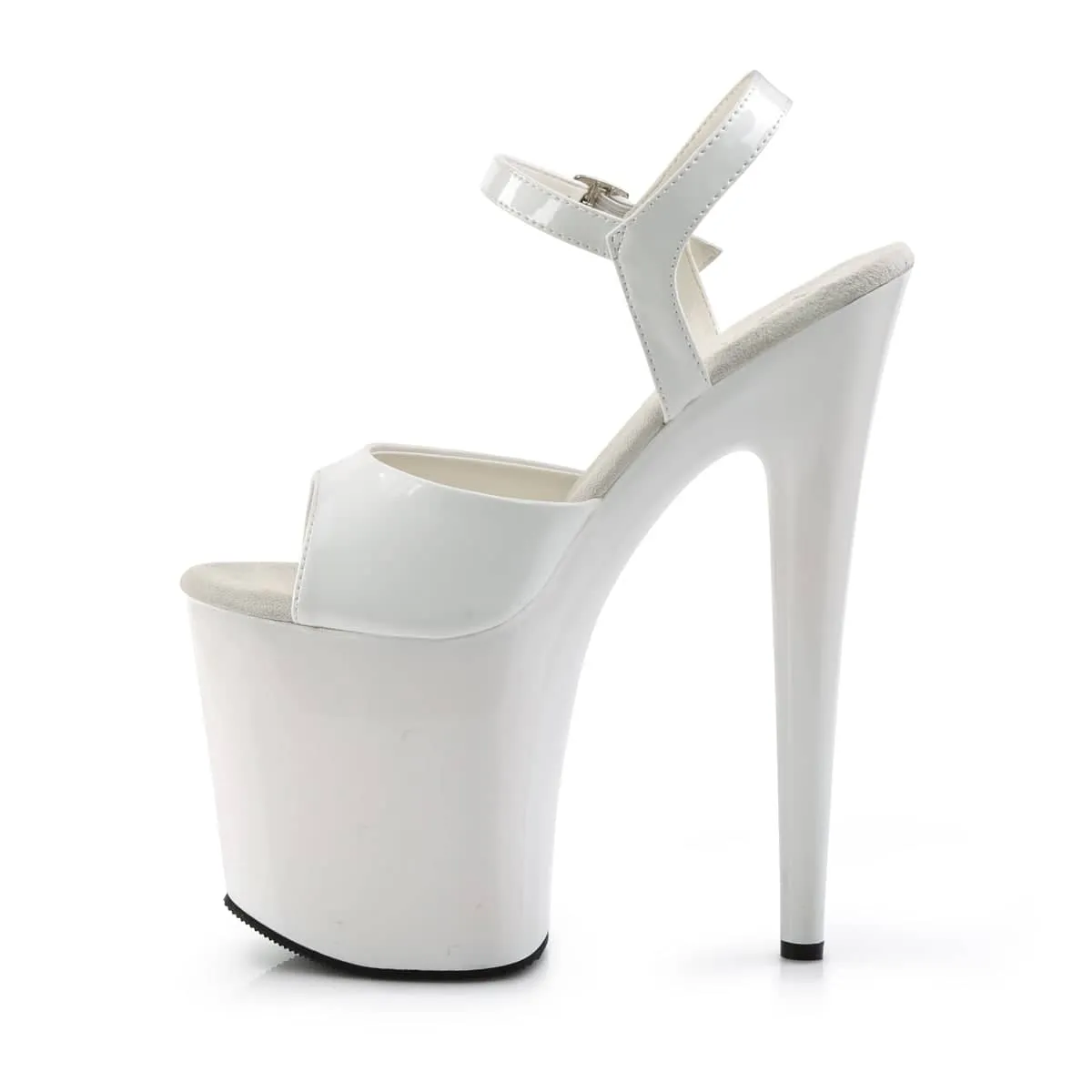 FLAMINGO-809 White Ankle Peep Toe High Heel
