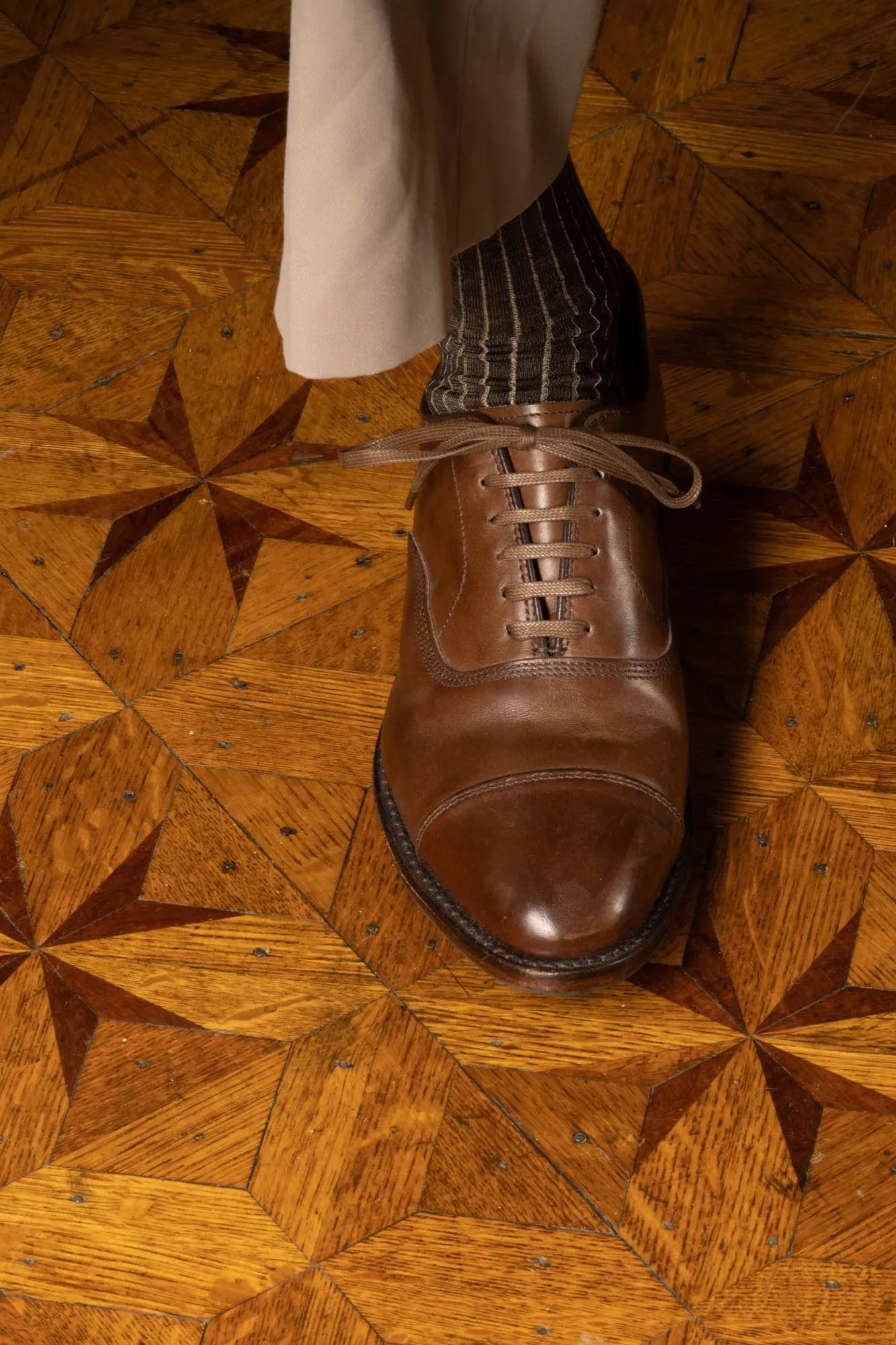 Flat Coffee Brown Waxed Cotton Shoelaces