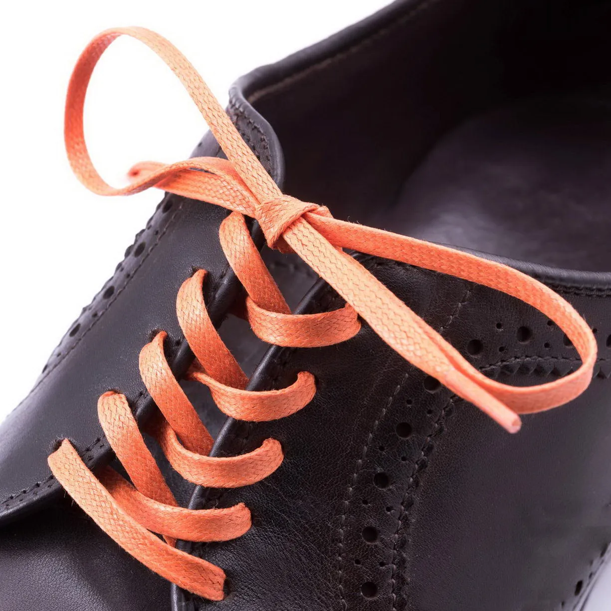 Flat Orange Waxed Cotton Shoelaces