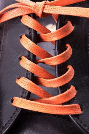 Flat Orange Waxed Cotton Shoelaces