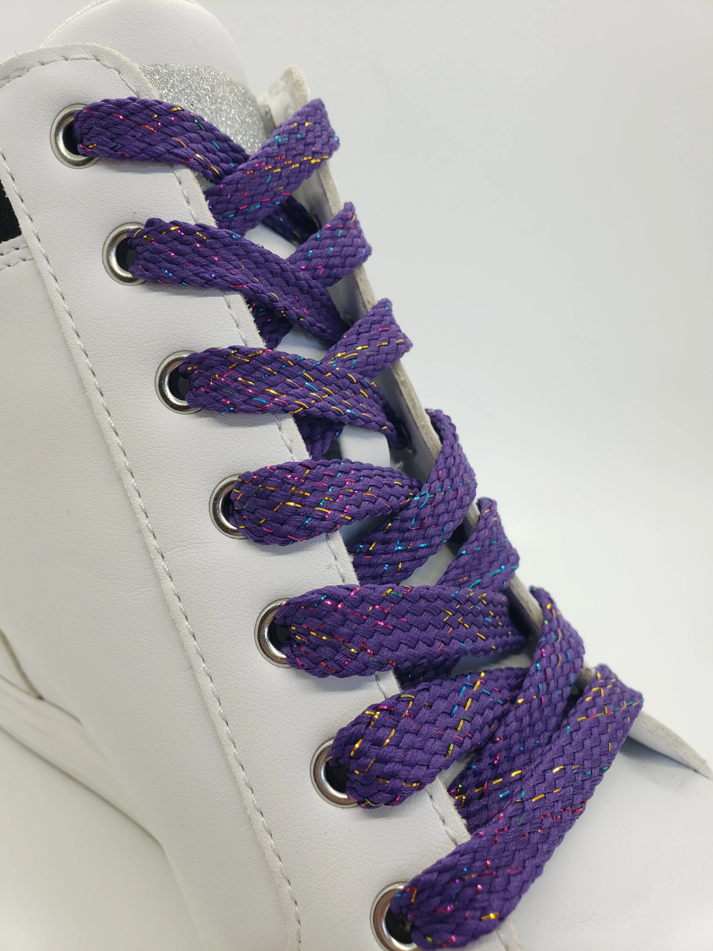 Flat Sparkle Shoelaces - Purple