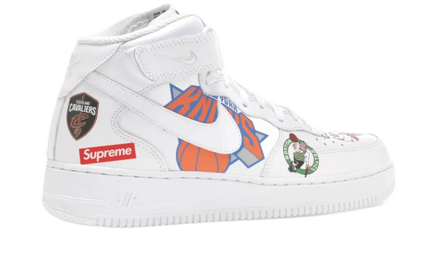 Nike Air Force 1 Mid Supreme NBA White Sneaker Style
