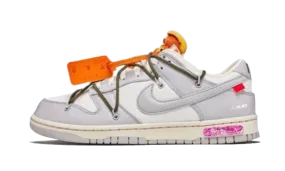 Dunk Low Off-White Lot 22 All-Day Wear running in a city park shoes