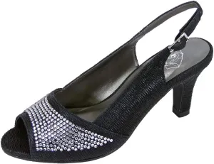 Floral Lorena Women's Wide Width Rhinestone Studded Dress Slingback Shoes