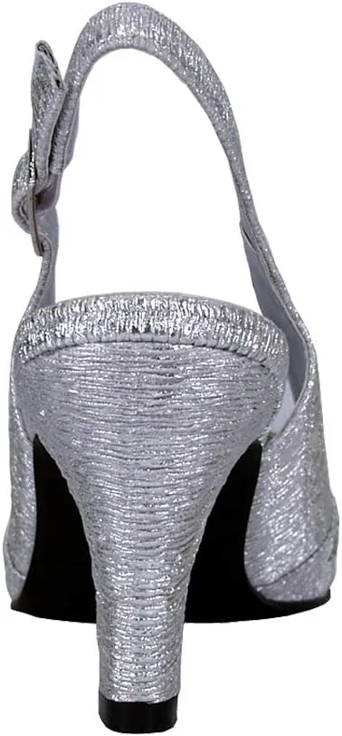 Floral Lorena Women's Wide Width Rhinestone Studded Dress Slingback Shoes