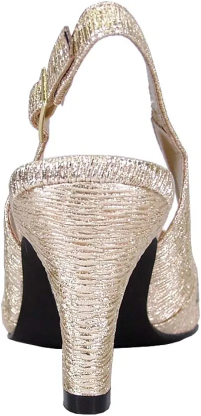Floral Lorena Women's Wide Width Rhinestone Studded Dress Slingback Shoes