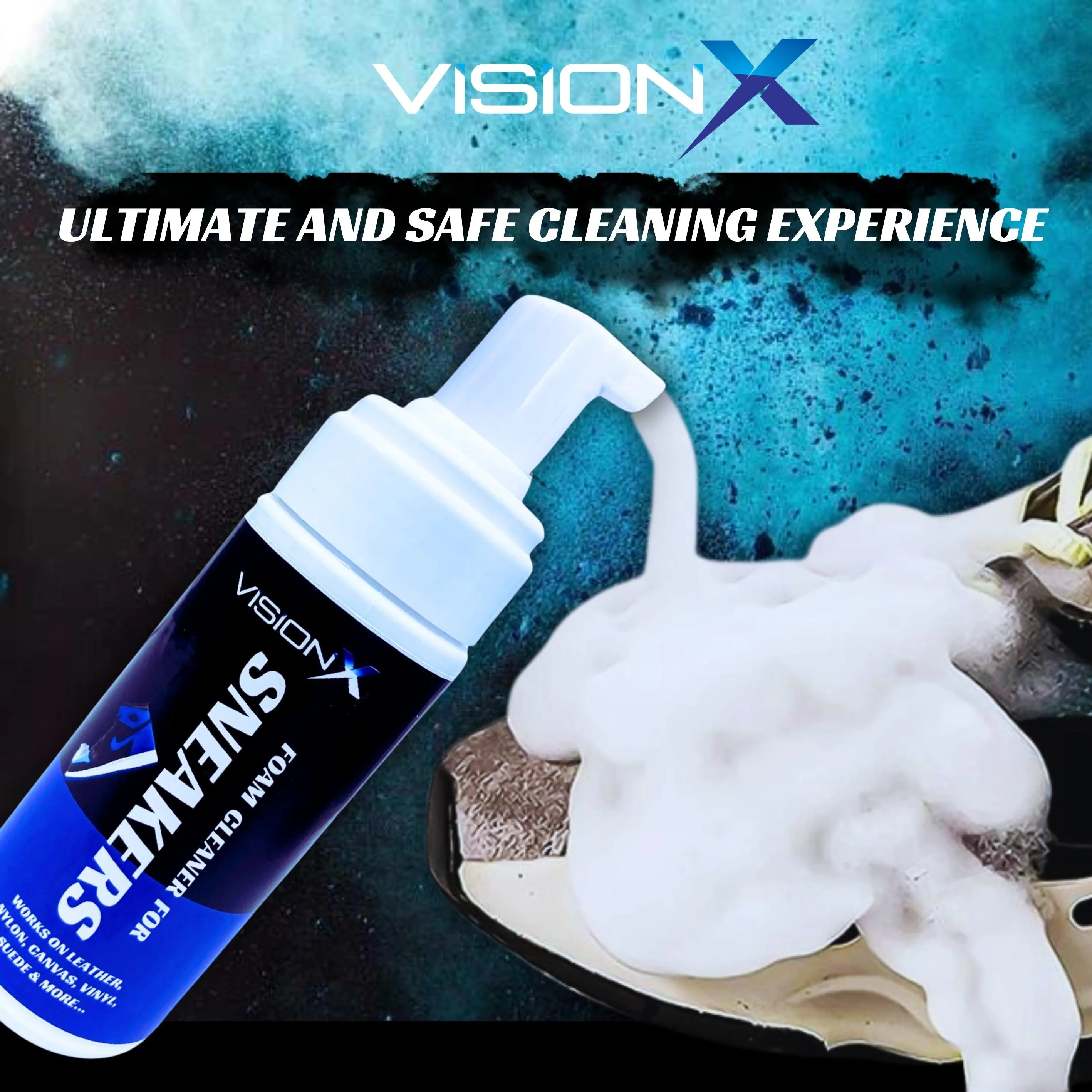 Foam Cleaner for Sneakers, Jordan Shoes, Athletic Shoes and More - Best Shoe Cleaner kit - VisionX