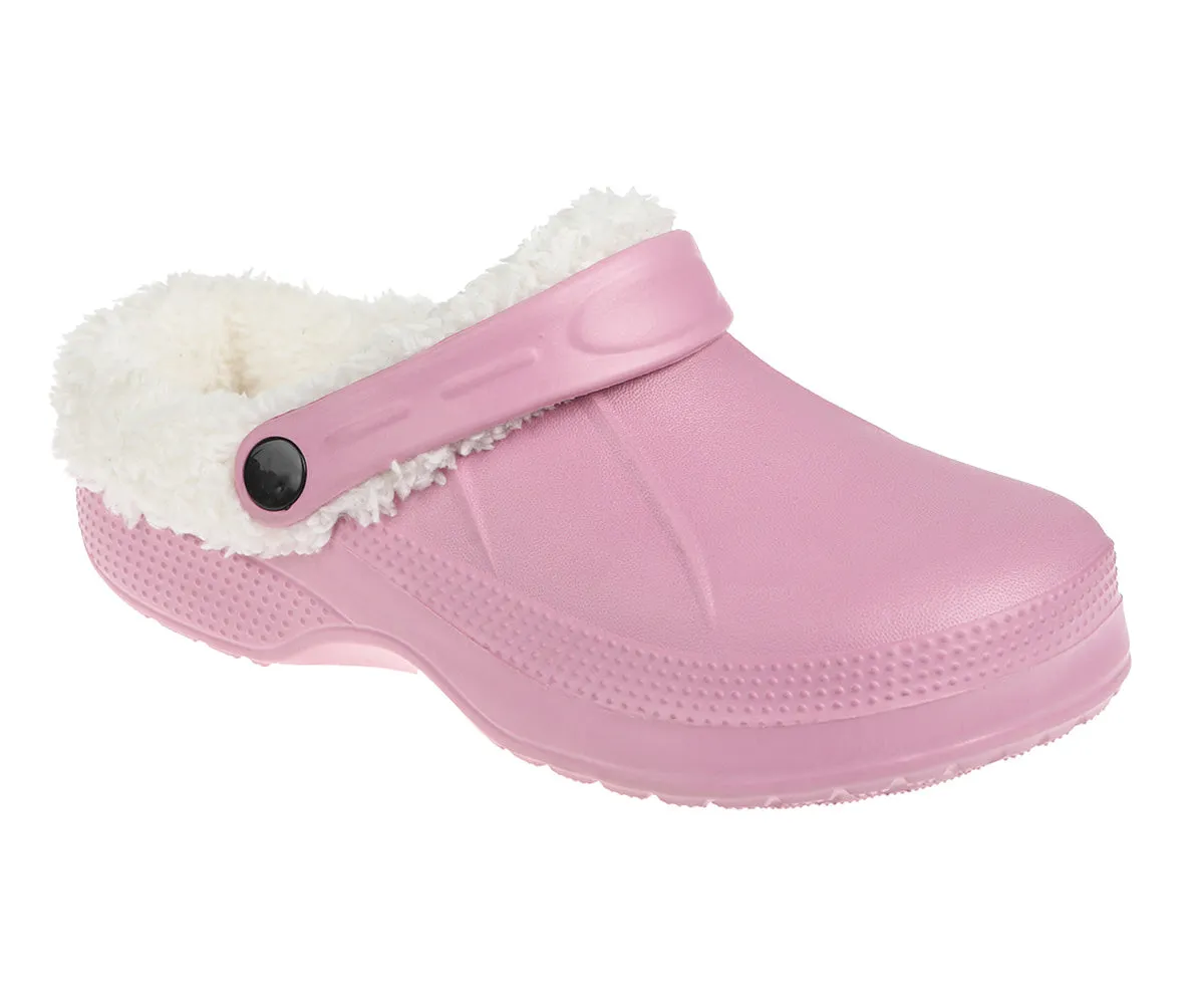 FOAMWALK Girl's Cutie Lightweight Classic Solid Sherpa-Lined Furry Clog - Warm Fleece & Stylish Clogs for Girls