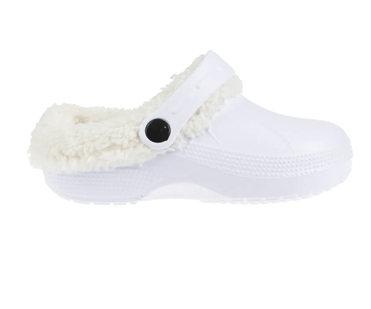 FOAMWALK Girl's Cutie Lightweight Classic Solid Sherpa-Lined Furry Clog - Warm Fleece & Stylish Clogs for Girls