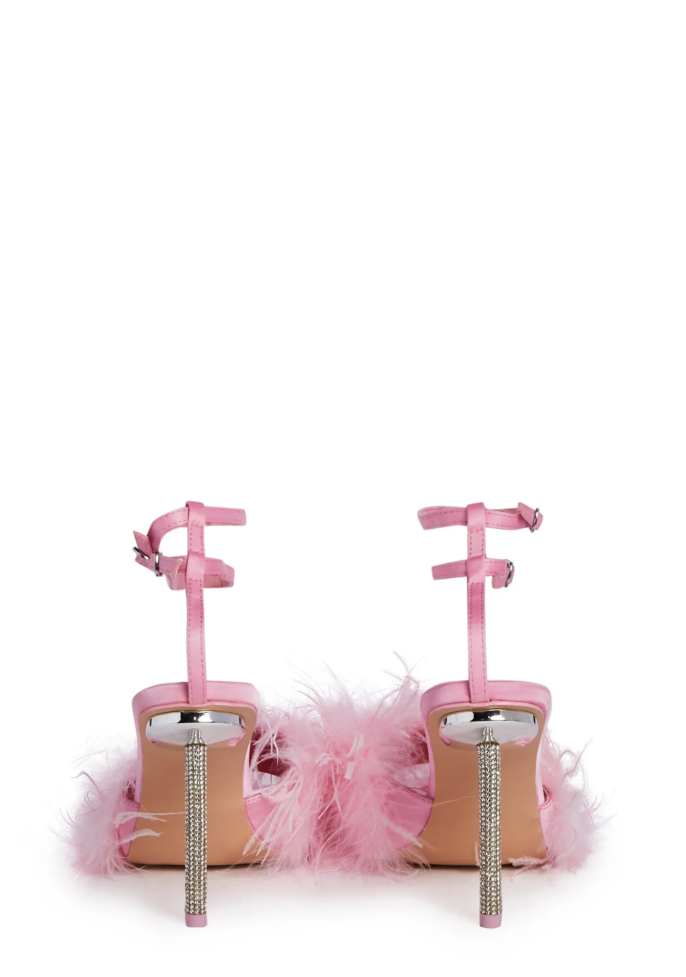 Fuzz Peep Toe Heels- Pink