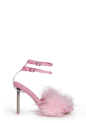 Fuzz Peep Toe Heels- Pink