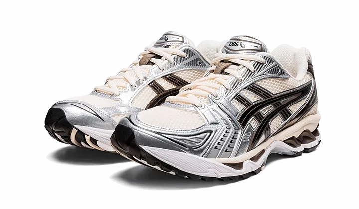 Gel-Kayano 14 Cream Black Metallic Plum wet - weather ElasticLaces