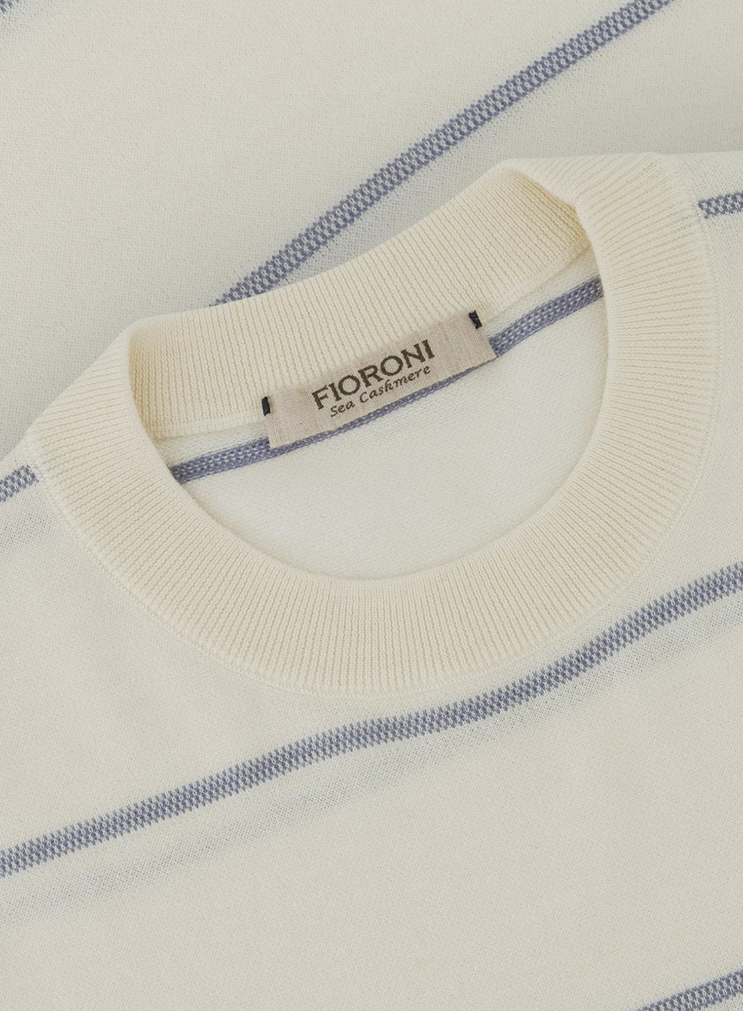 Gestreept t-shirt van katoen en cashmere