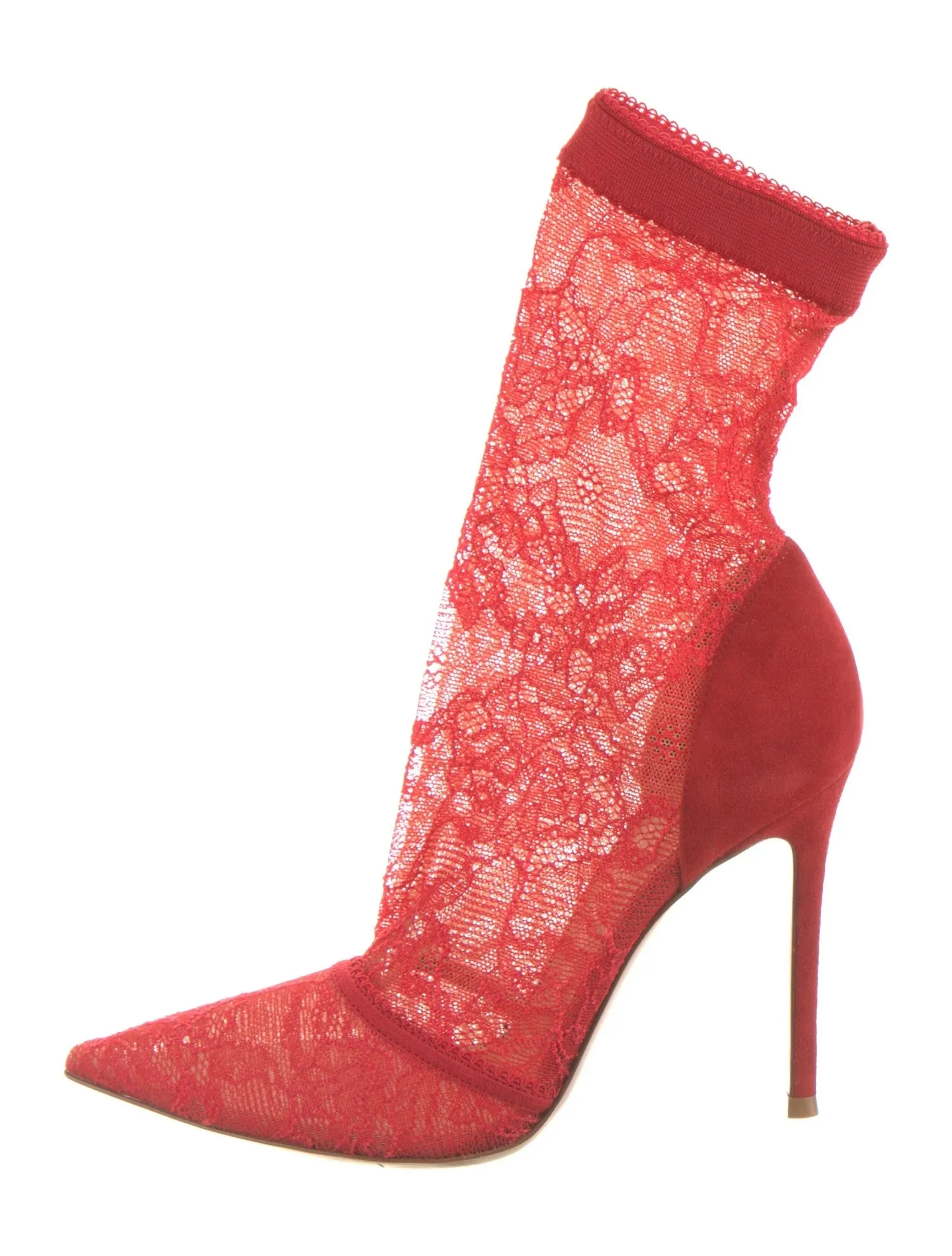 GIANVITO ROSSI BRINN STRETCH LACE ANKLE BOOTS