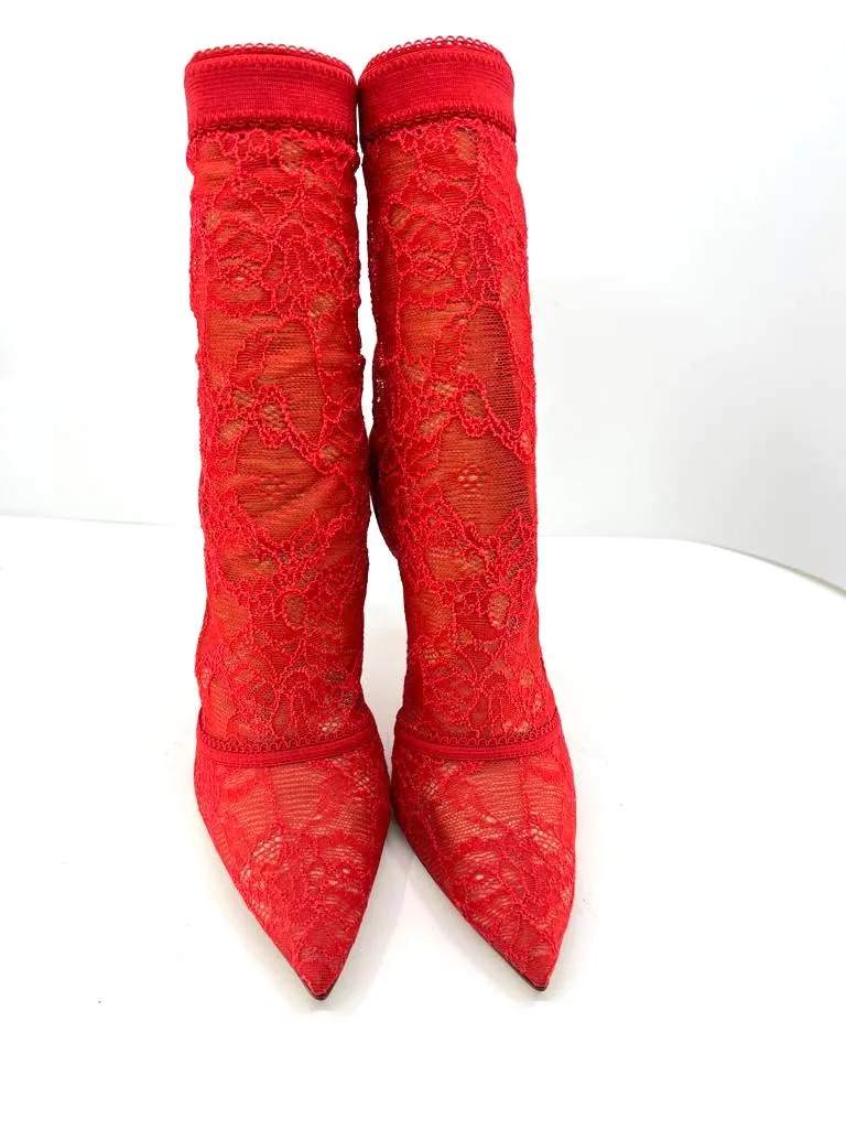 GIANVITO ROSSI BRINN STRETCH LACE ANKLE BOOTS