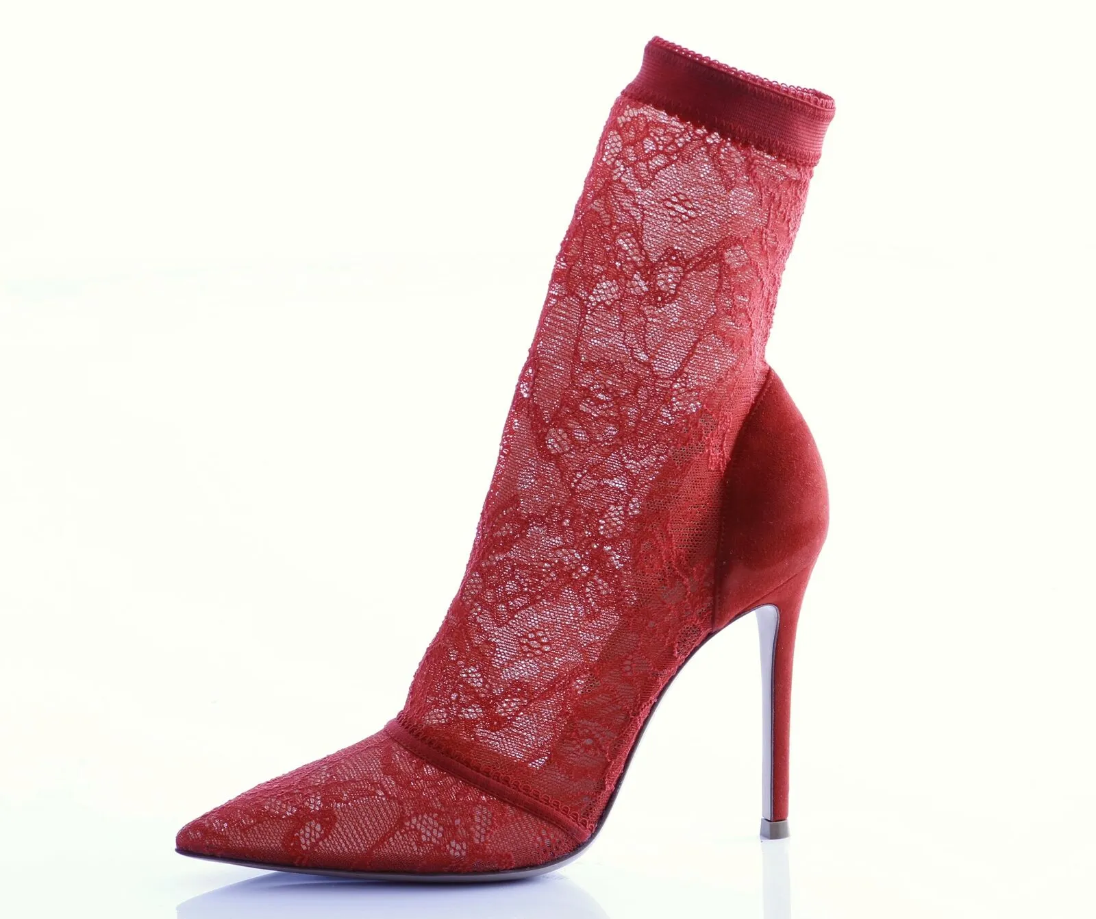 GIANVITO ROSSI BRINN STRETCH LACE ANKLE BOOTS
