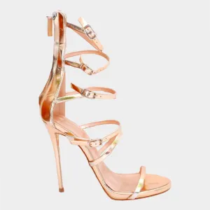 Giuseppe Zanotti rose gold patent leather Margaret gladiator sandals